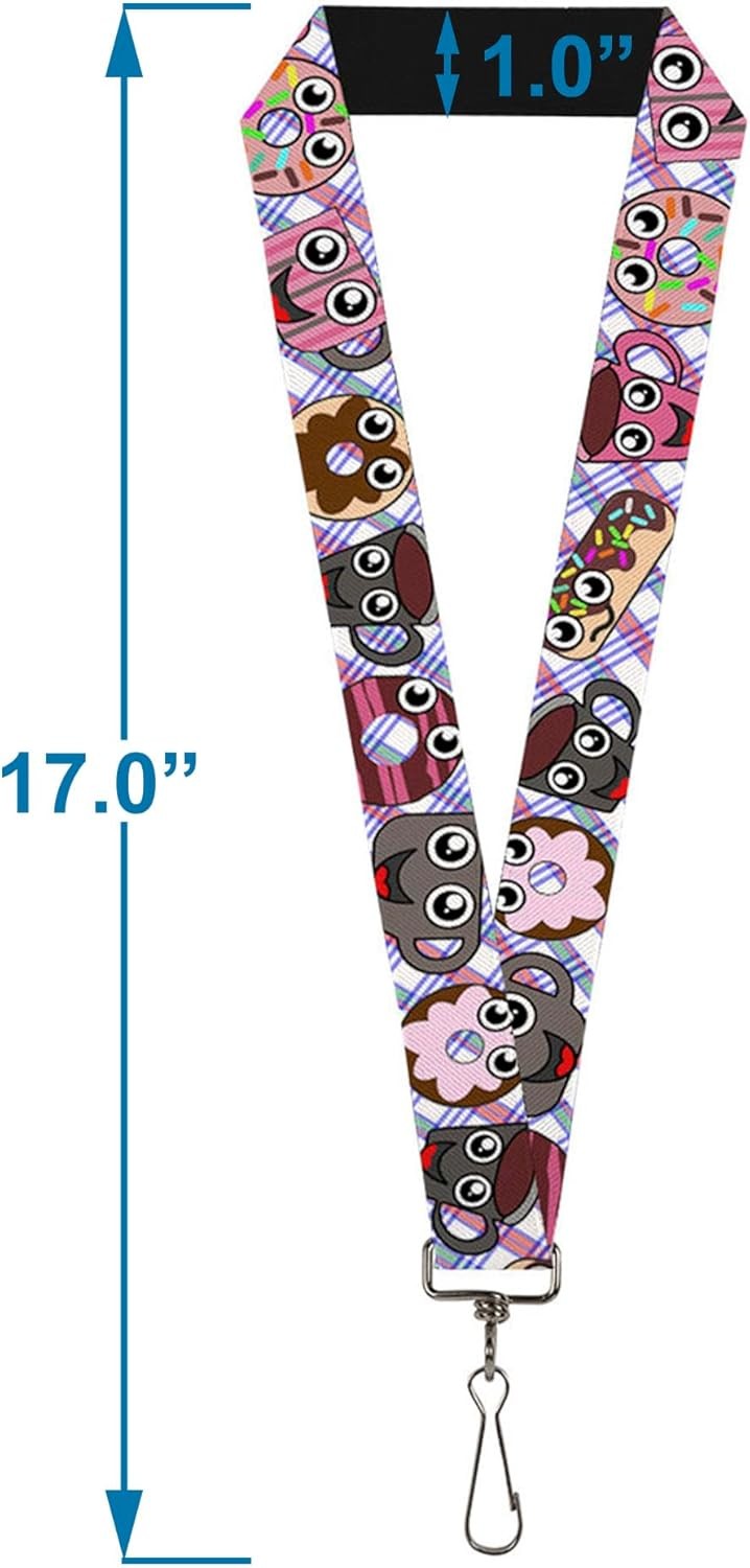 Buckle-Down Lanyard-1.0″-Donuts & Coffee Cartoon 22″ x 1″ Multicolor