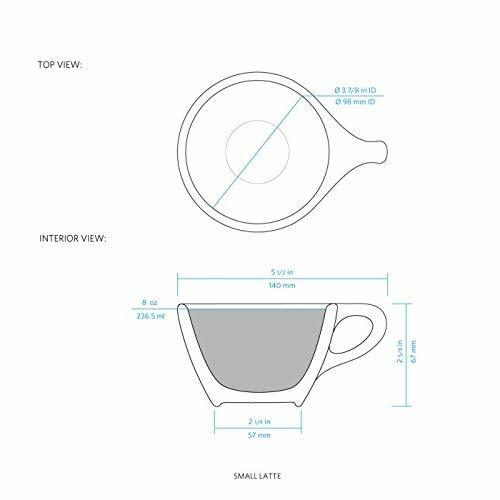 notNeutral LINO 8 oz Porcelain Latte Cups with Saucers | Set of 6 (White)