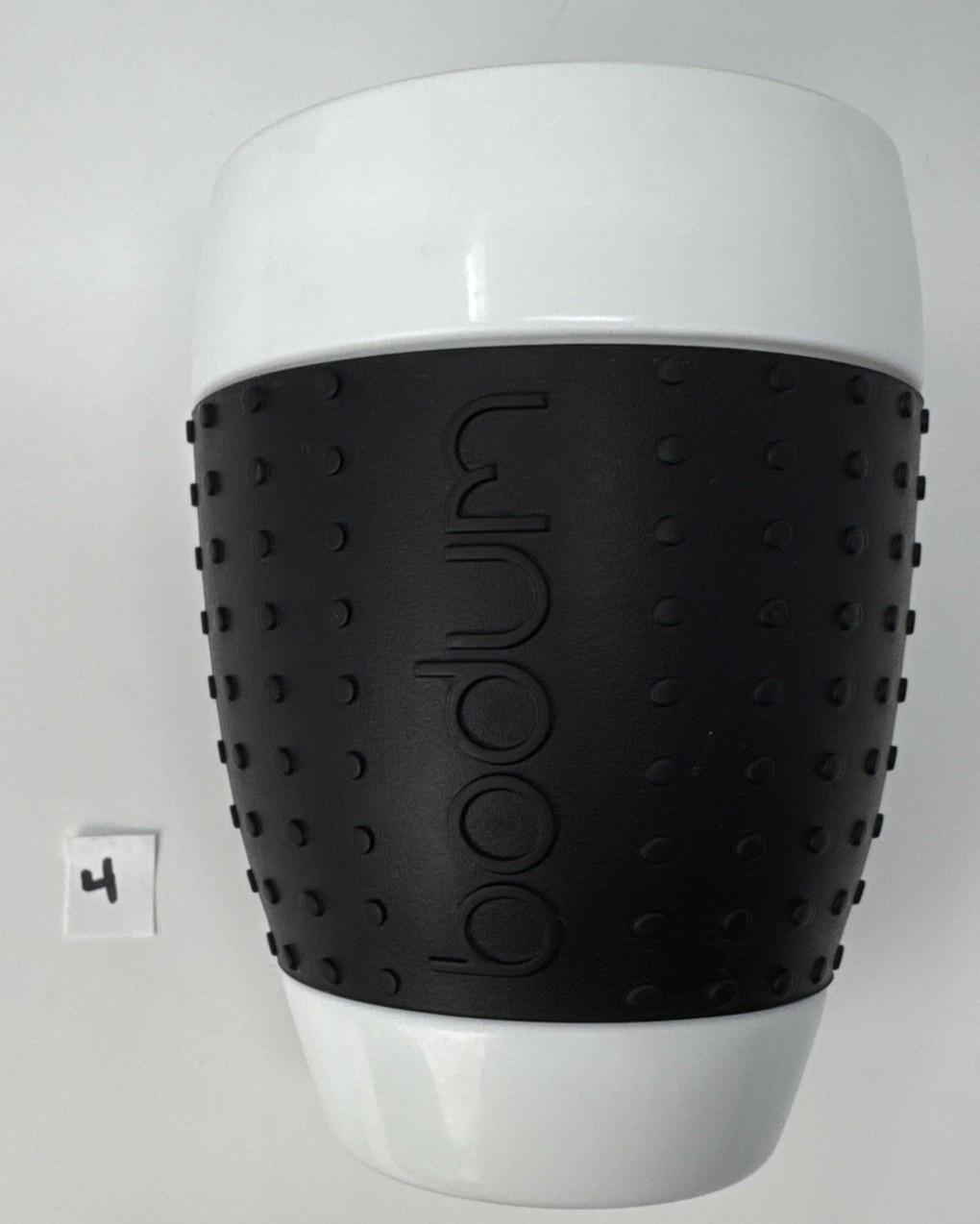 Bodum-Set Of 4-White With Black Grip Sleeve-12oz.