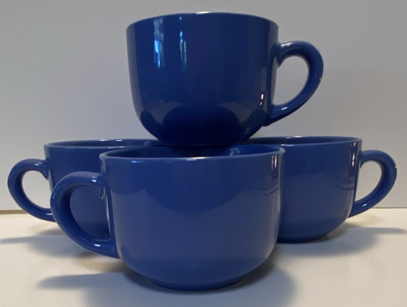 OMNIWARE TEAZ CAFE’COLLECTION SET OF 4 SAPPHIRE BLUE 24oz MUGS,DURABLE STONEWARE
