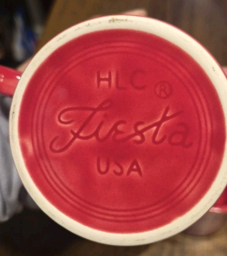 Set Of 3 HLC Fiesta Ware Made In USA Red Coffee Tea Mugs Cups Ring Handle