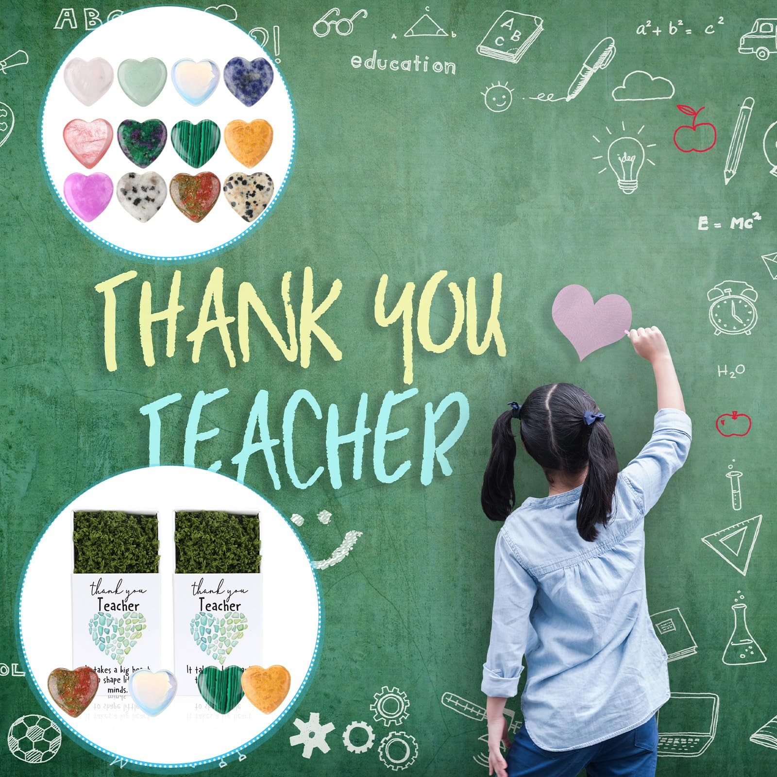 12 Set Teacher Appreciation Bulk Gifts Support Stones Moss Matchbooks Weight