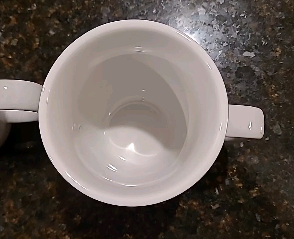 SET (4) Target Home BON APPETIT White w/Blue Accents 11 oz Coffee Mugs