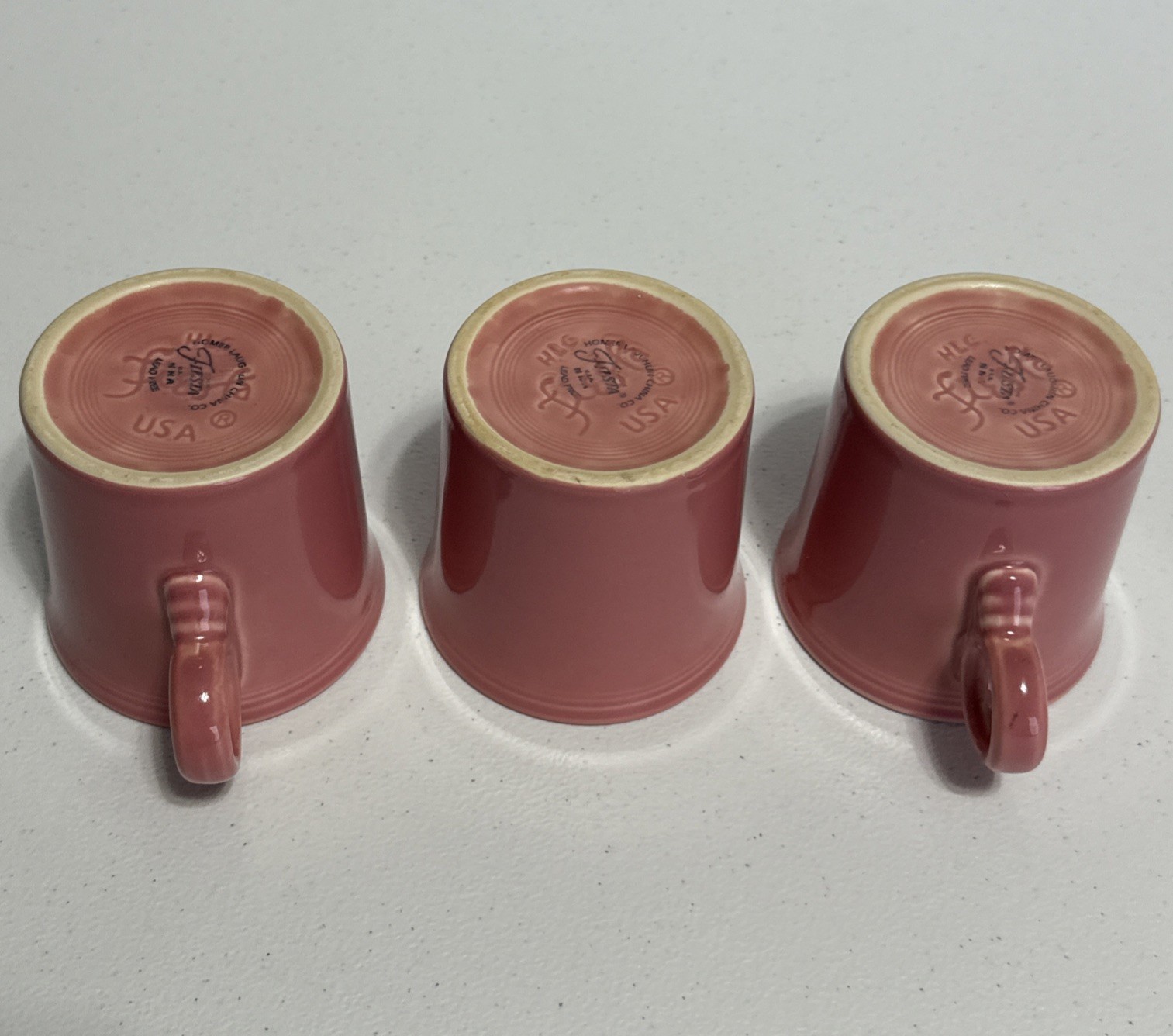 Fiesta Ware Peony Pink Mug Set Of 3 Tom&Jerry Ring Handle Coffee Cup 12oz USA
