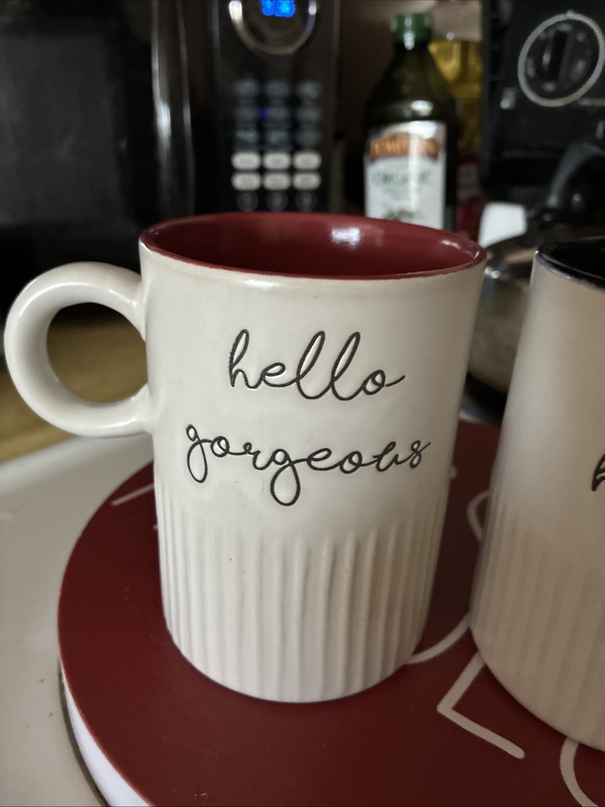 Sheffield Hello Handsome, Hello Gorgeous Text Coffee Mugs Set of 2, White 14 oz