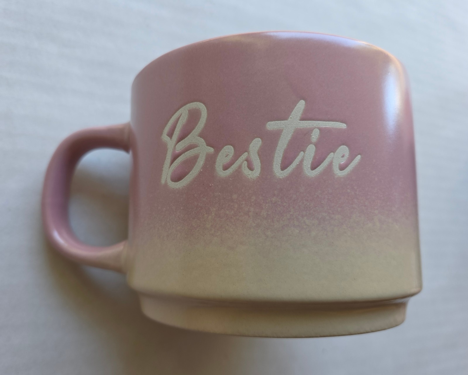Market Finds ‘BESTIE’ Mug – Pink & Beige – 3.5′ in x 4.5′ in – Dishwasher Safe
