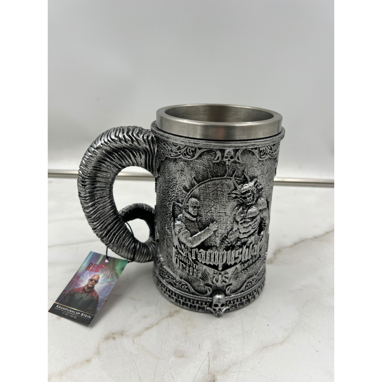 Red One Movie Krampushlap Stein 17oz Krampus Dark Lord of Winter Silver Mug NEW