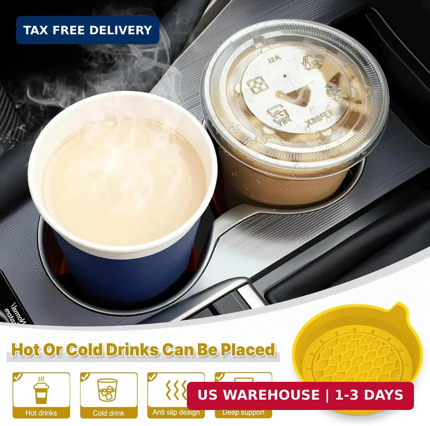 SINGARO Car Cup Holder Coaster, Silicone Cup Holder Insert, Universal Non-Slip C