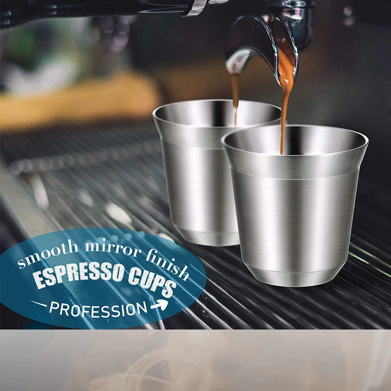 Double Wall Stainless Steel Coffee Mug 80ml/160ml Portable Cup Travel Tumbler Co