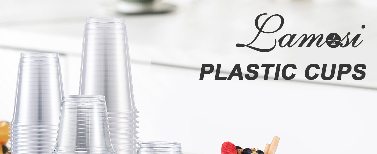 Clear Plastic Cups, Disposable Cups Wine Cocktail Punch, Sturdy & Food Safe