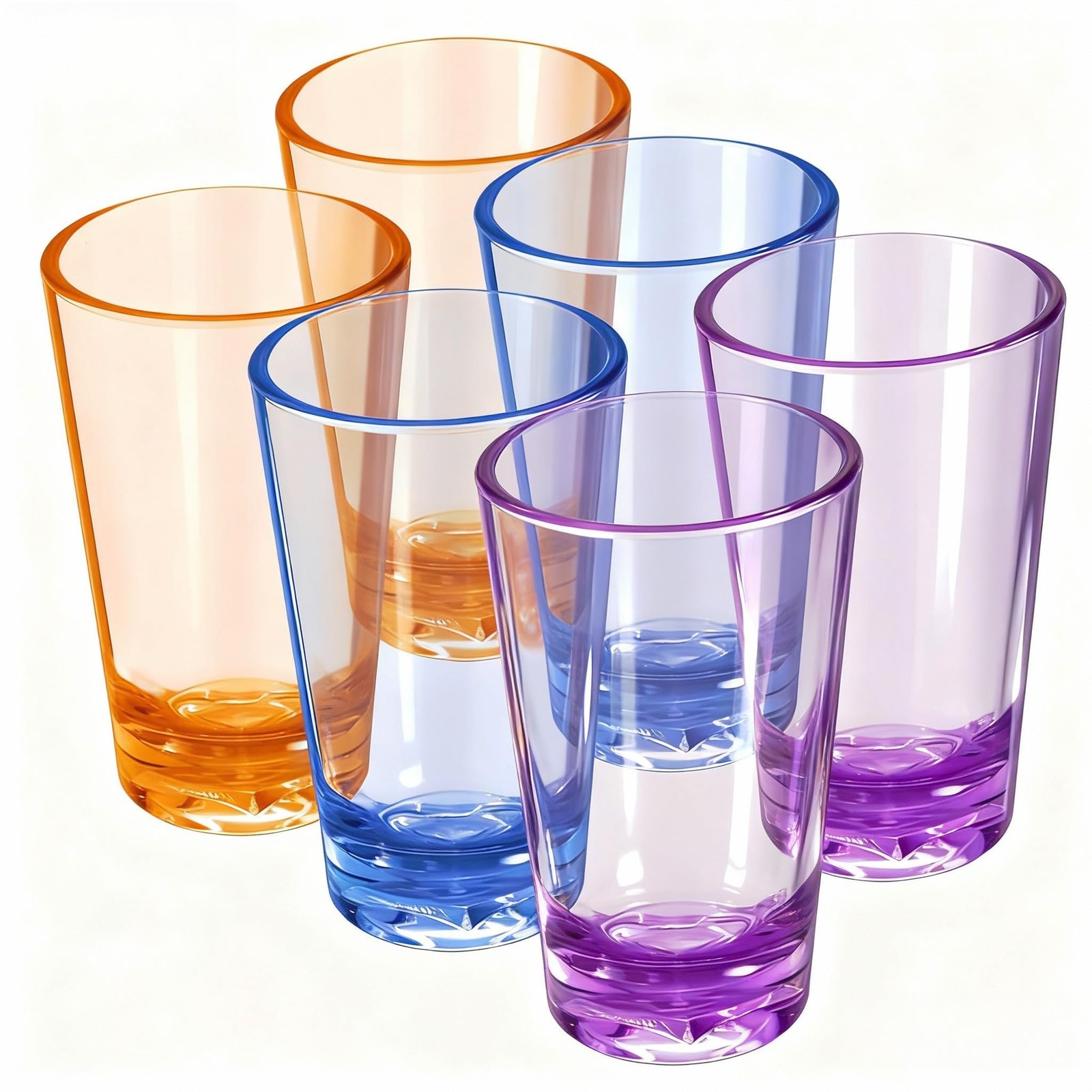 Unbreakable Drinking Glasses, 5 Oz Plastic Tumblers Cups Set of 6 in 3 Assort