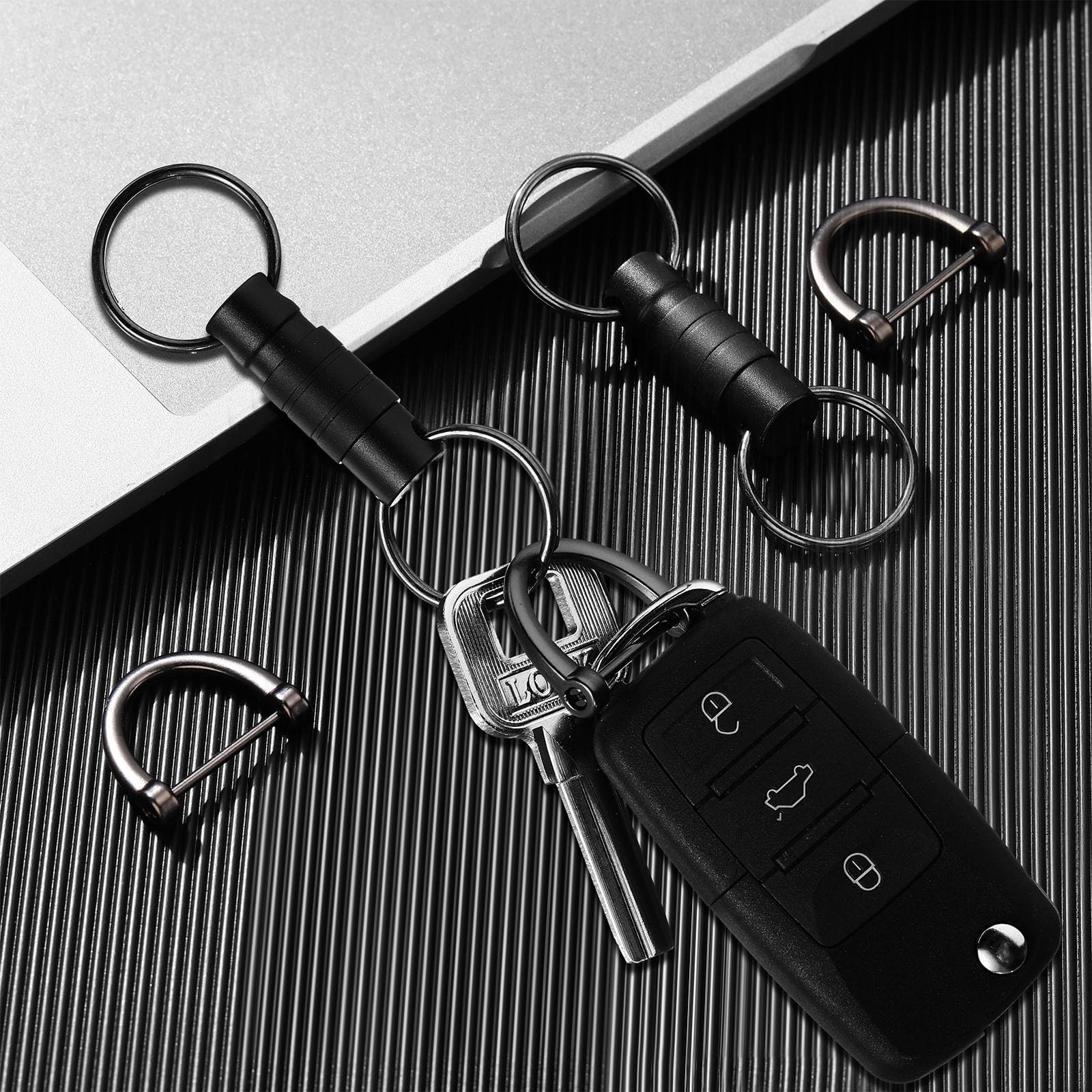 Yaocom 2 Pieces Quick Release Swivel Keychain 3 x 1.0 x 0.4 inches, Black