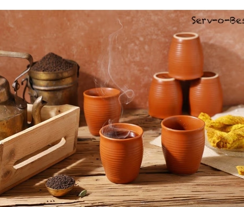 Serv-o-Best Ceramic Brown Tea Mugs Set of 5 160ml Microwave Dishwasher Safe