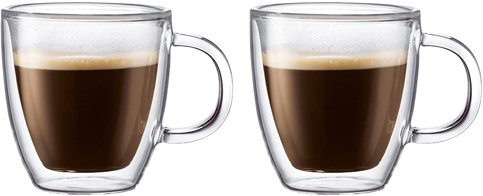 Bodum Bistro Coffee Mug, 5 Ounce(2-Pack), Clear Double Wall Mug