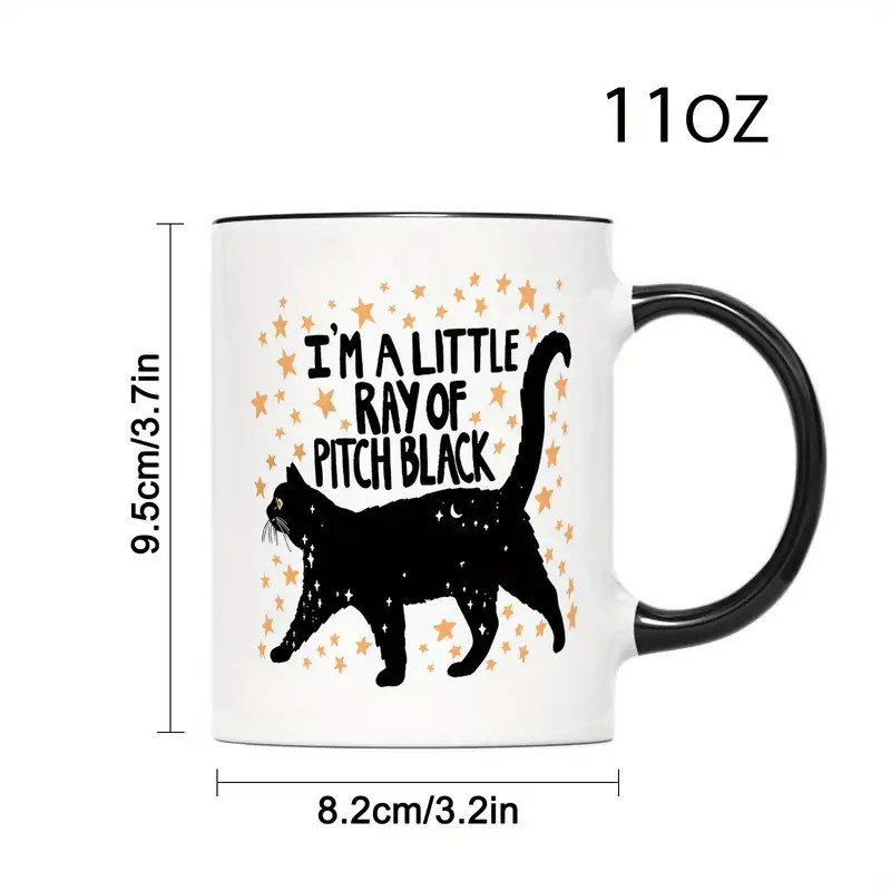 11 oz, black cat funny Mug birthday gift drinking cup ceramic room decoration