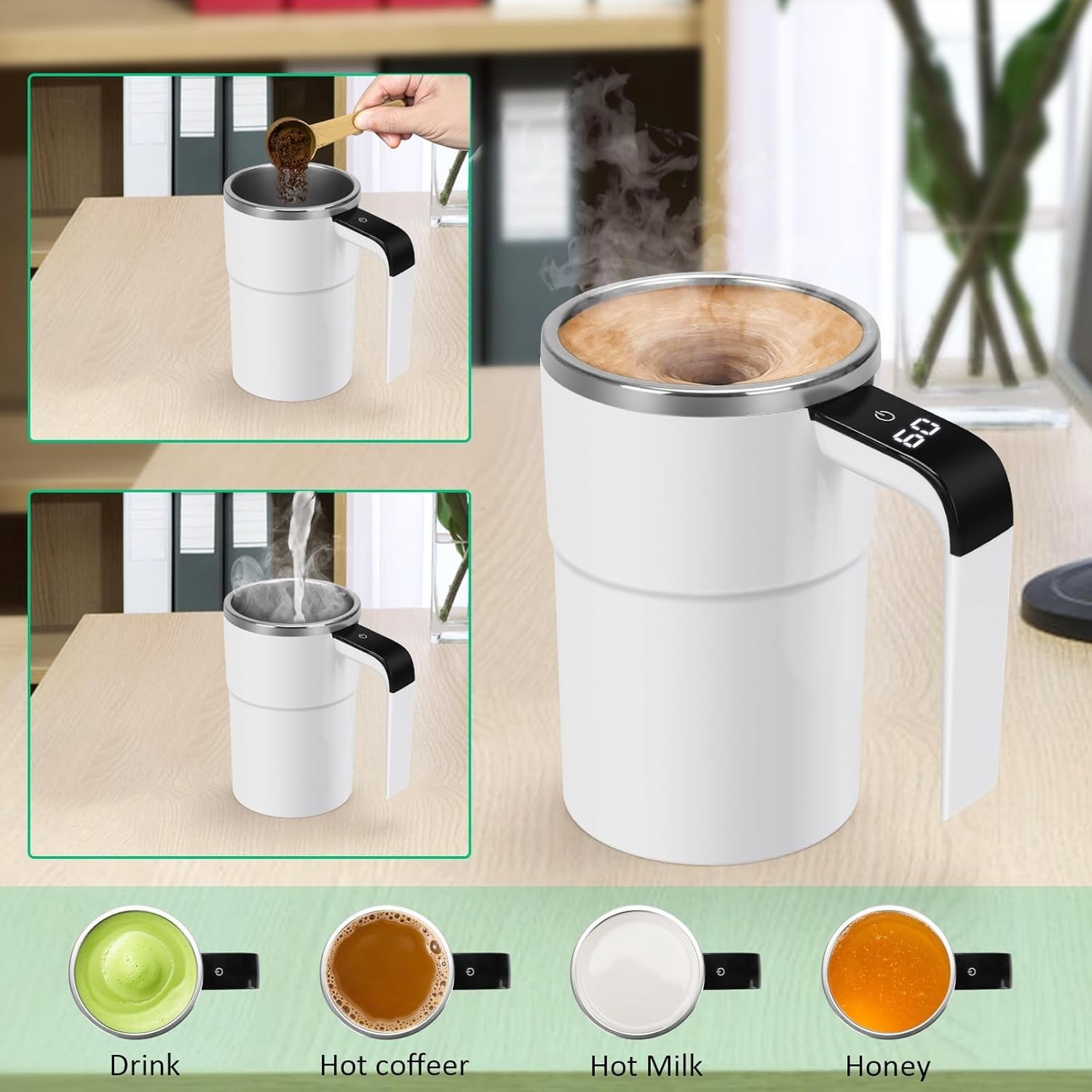 Automatic Magnetic Electric Self Stirring Mug Cup Mixing Coffee Milk Tea Beer US