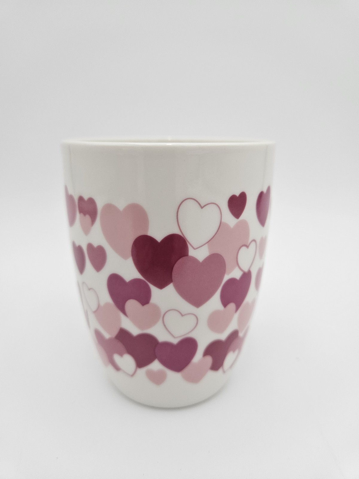 Heart Handle Ceramic Coffee Mug White Pink Red Decorated Mother’s Day Family