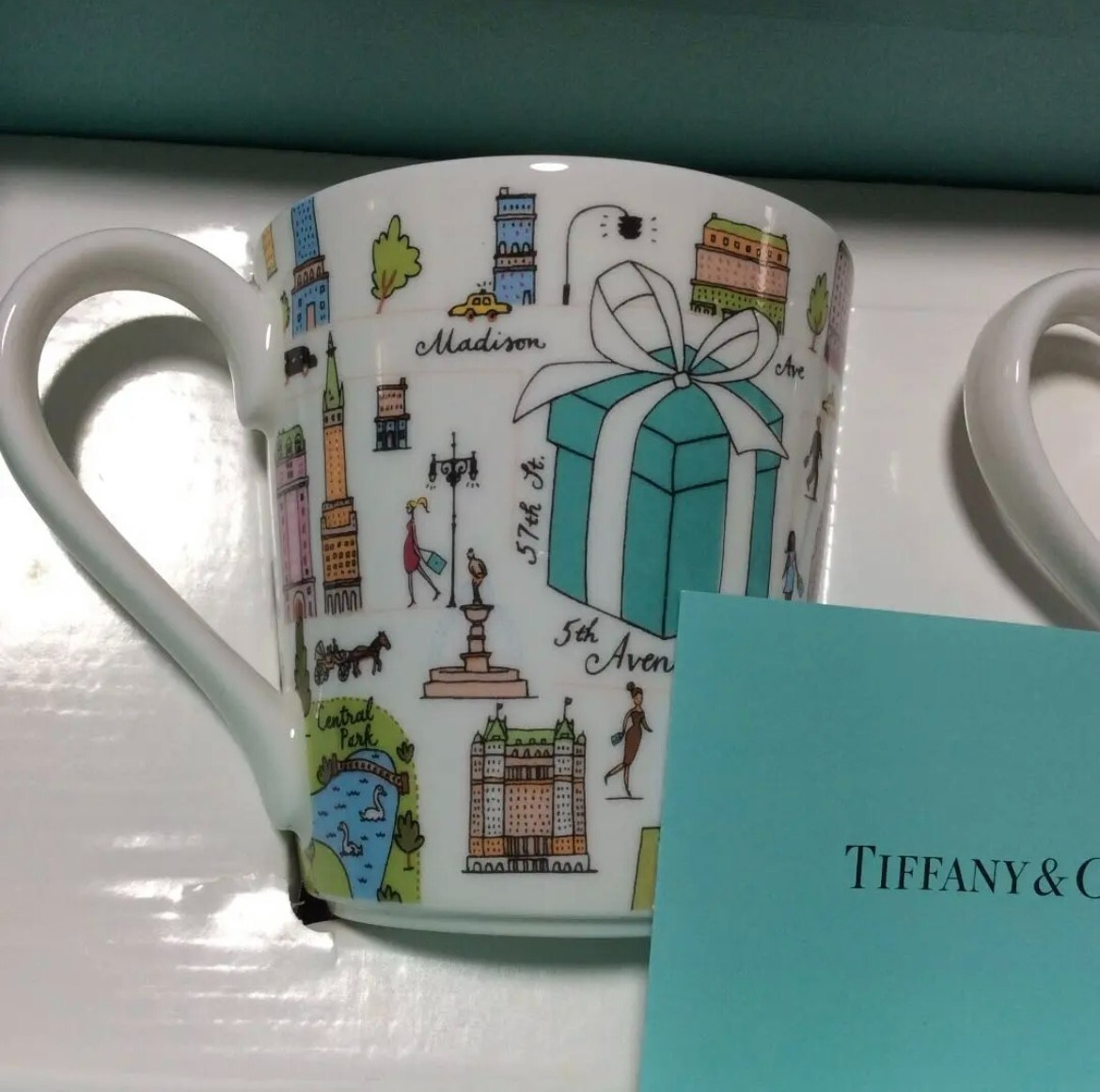 Tiffany & Co. China Mug Cup 5th Avenue Bone 2pcs with gift box