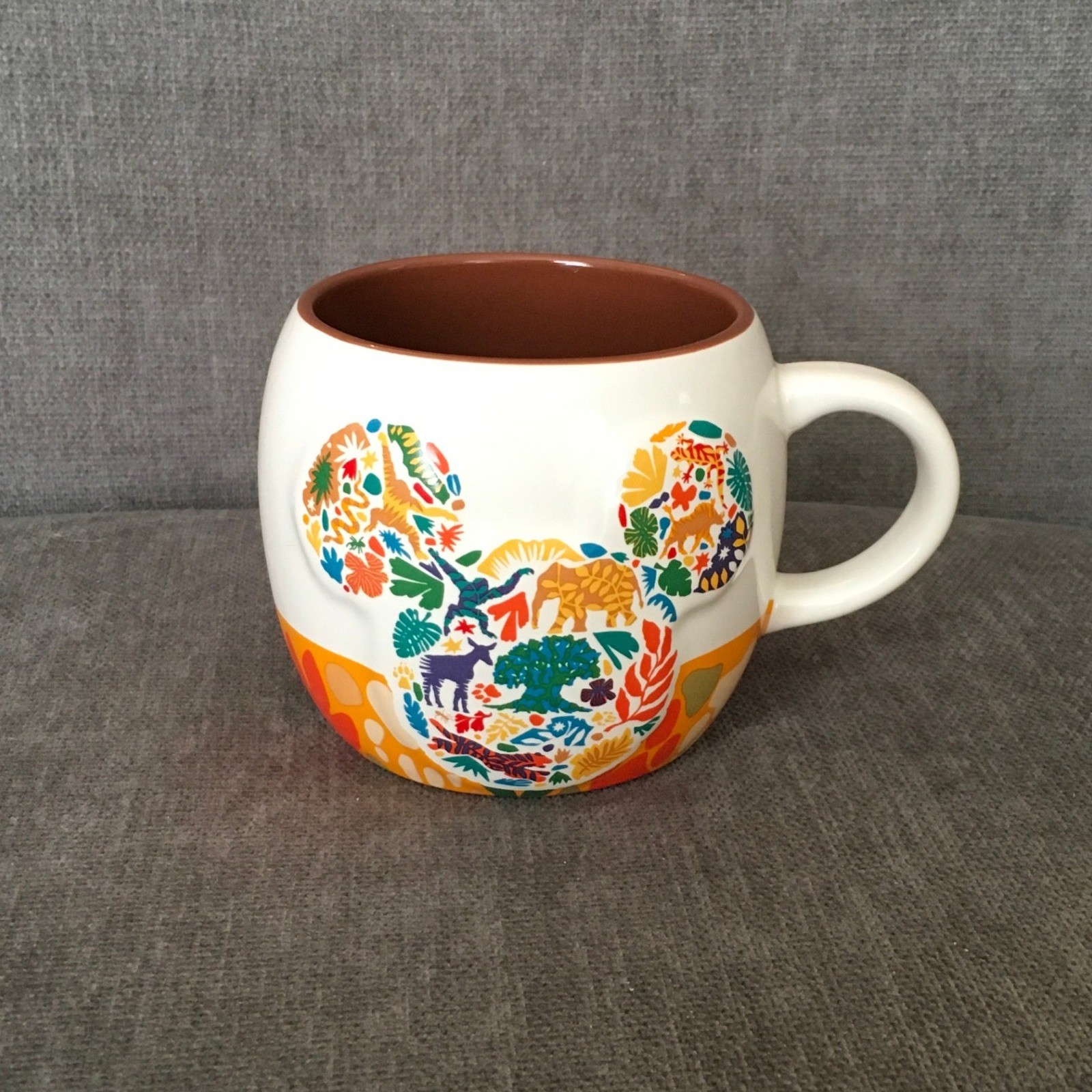 Disney Animal Kingdom Ceramic 17 oz Coffee Mug Rounded Raised Mickey Silhouette