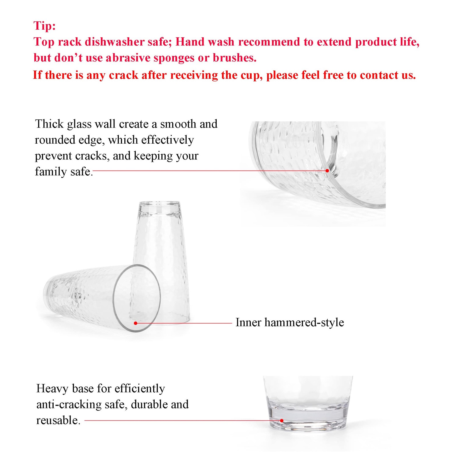 Plastic Tumbler 26oz Clear Acrylic Glasses – Set of 6, Durable Drinkware