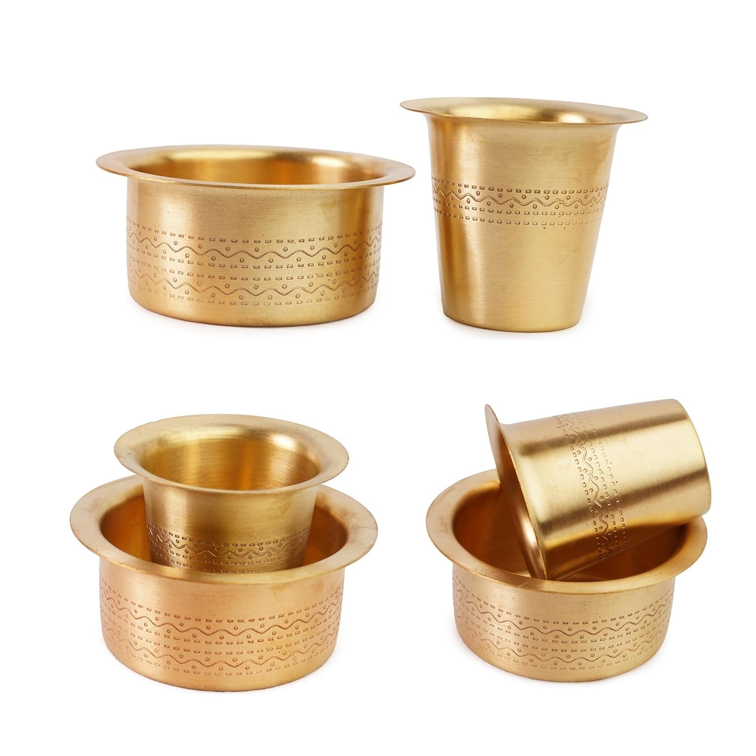 Brass Coffee Glass Tumbler Tea Coffee Dabara Set of 6 120 ML