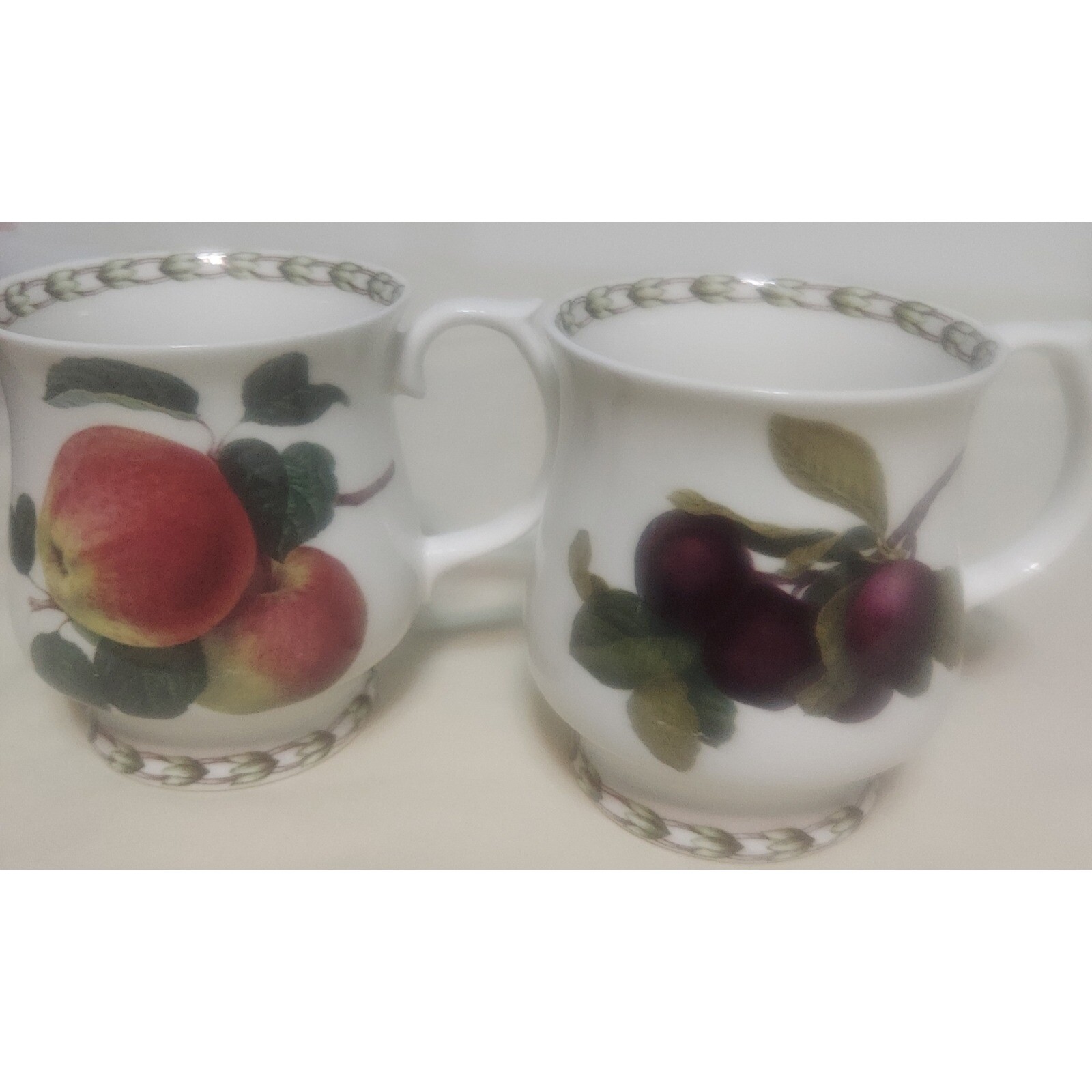 Queen’s Hookers Fruit Mugs Fine Bone China Coffee Tea Set of 2