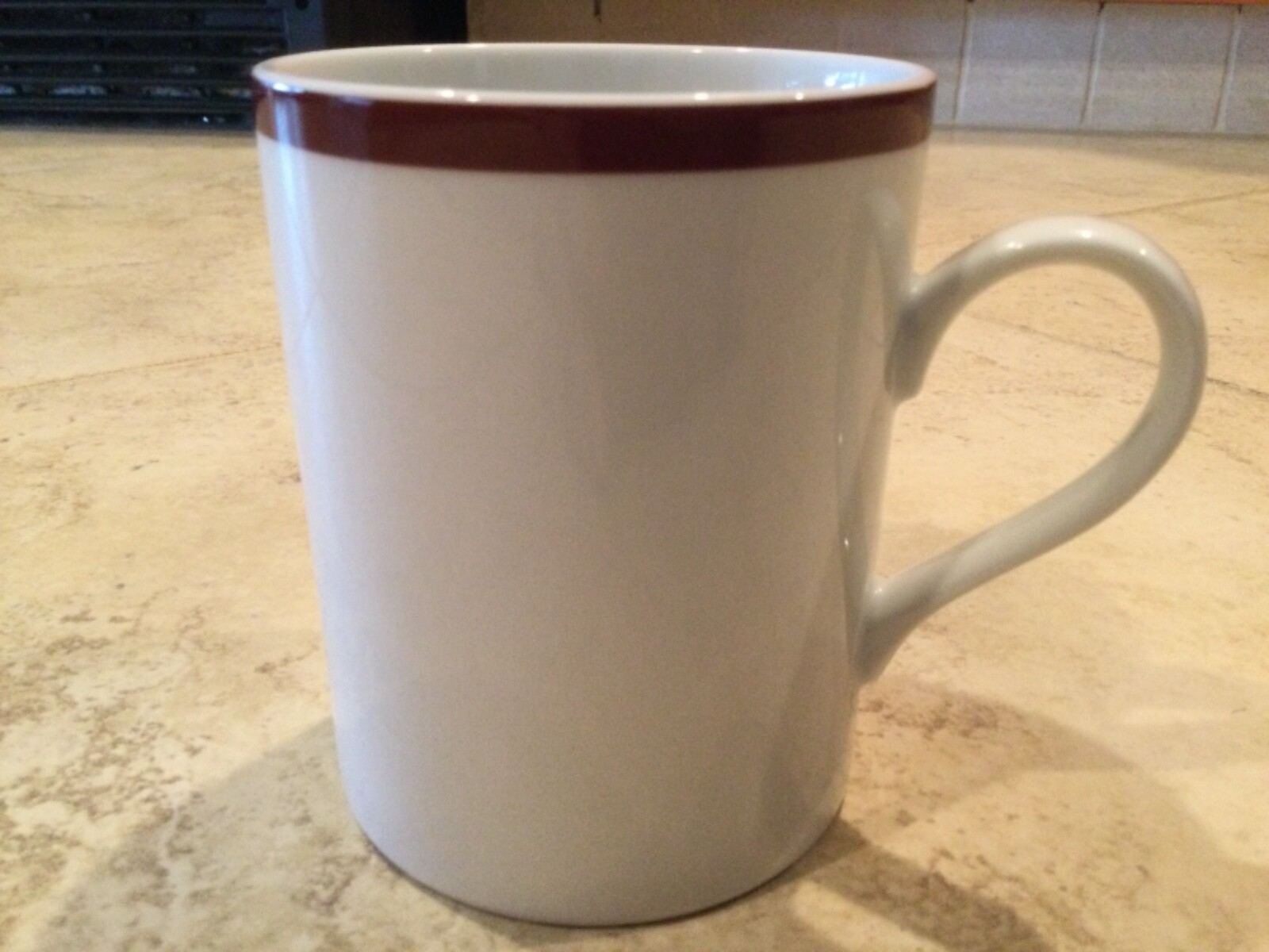 Williams-Sonoma BRASSERIE MAROON 13oz Mug Cup Japan White Porcelain