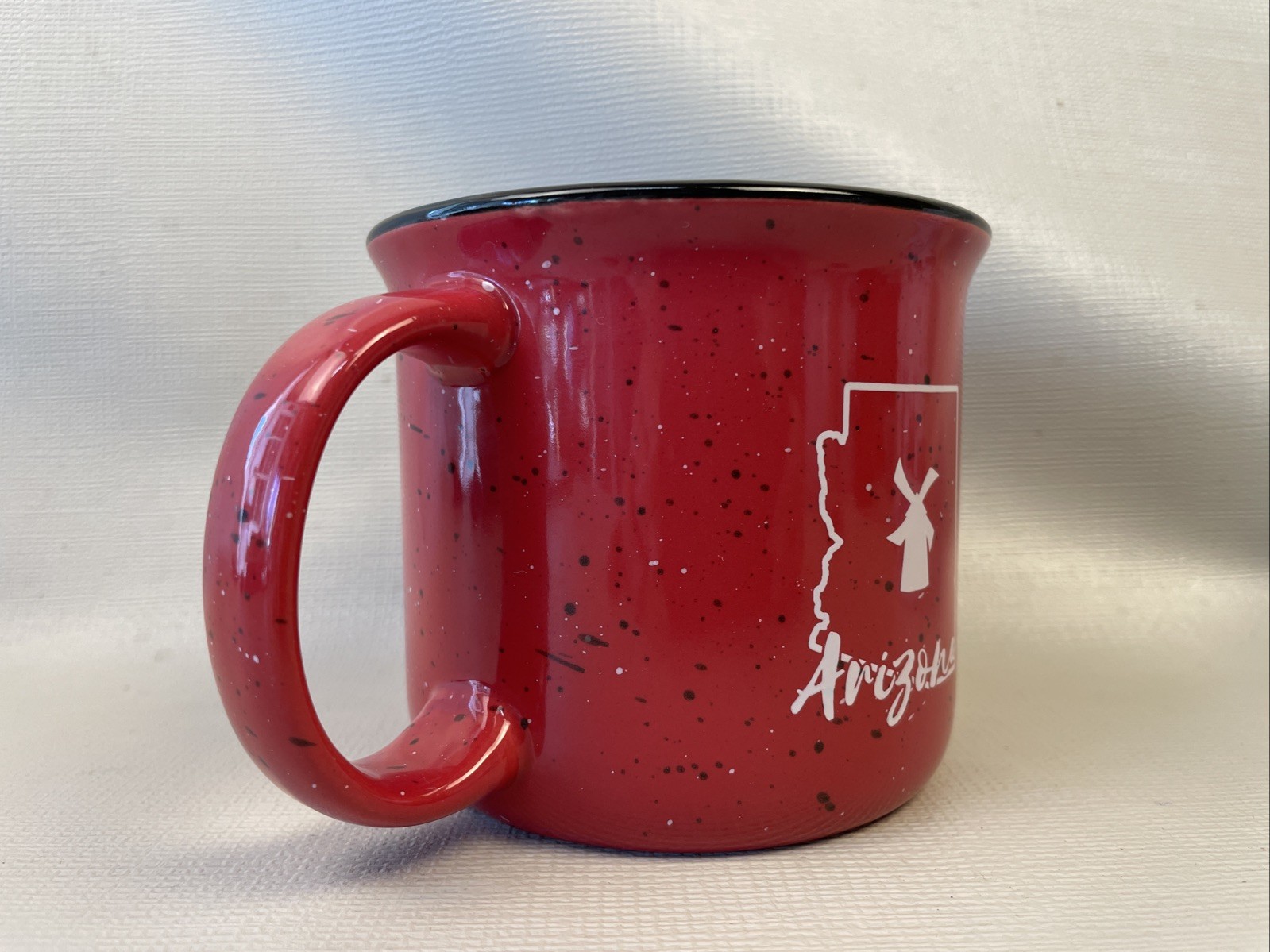 Dutch Bros Arizona Red W/Black White Speckles 12 OZ. Coffee Mug EUC