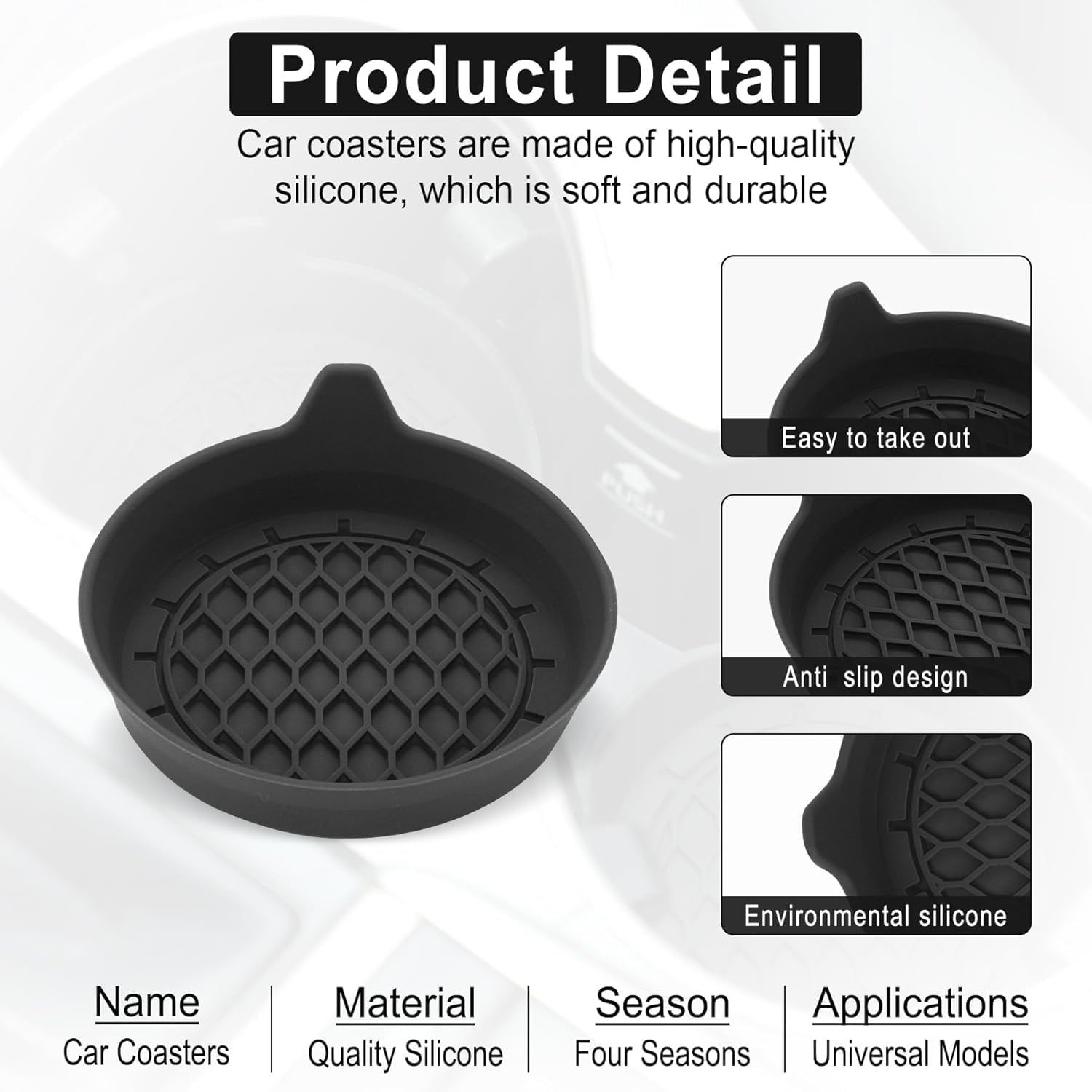 Car Cup Holder Coaster, Silicone Cup Holder Insert, Universal Non-Slip Cup Holde