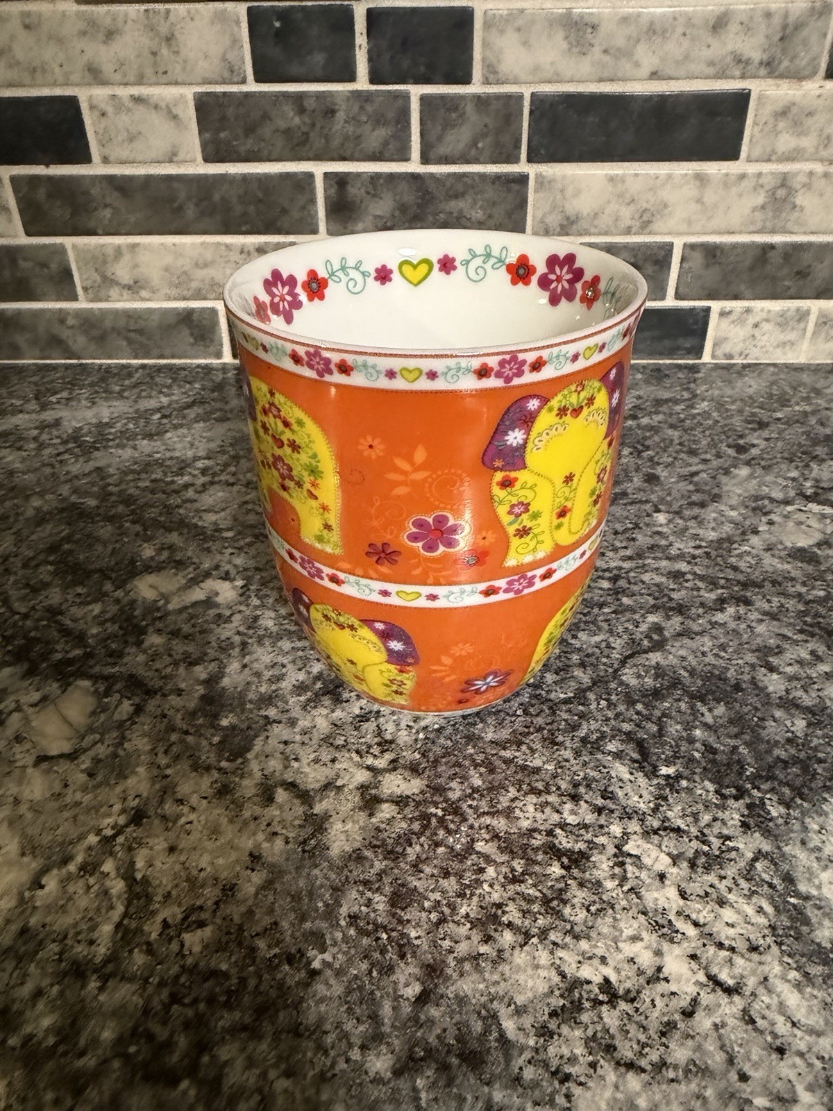 Colorful Elephants Mug By Creative Tops England Coffee Tea Cup Floral Orange