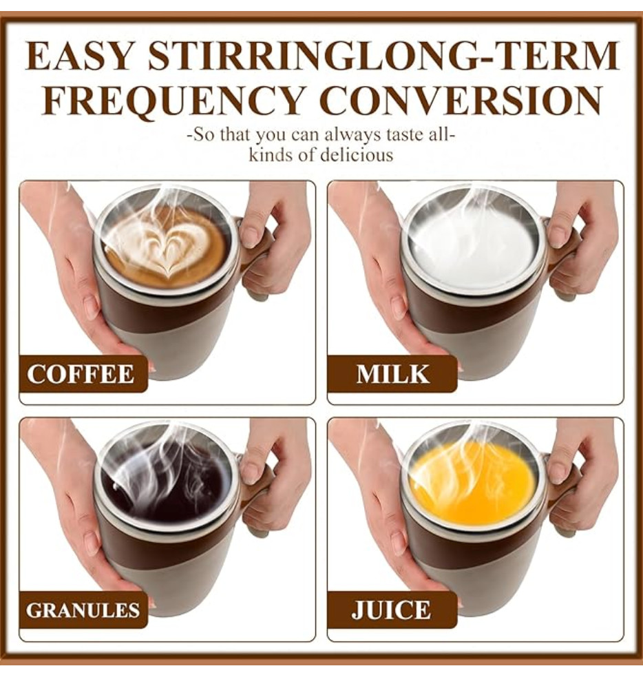 USB Rechargeable Self Stirring Mug Set – 2 Automatic Magnetic Coffee Mixing Cups