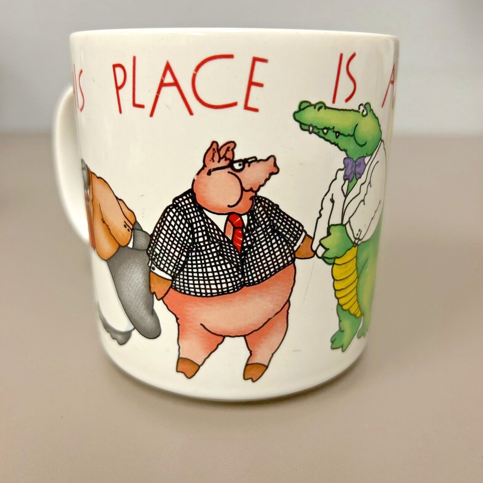 THIS PLACE IS A ZOO Workplace Humor Mug Animals Wearing Clothes Stocking Stuffer