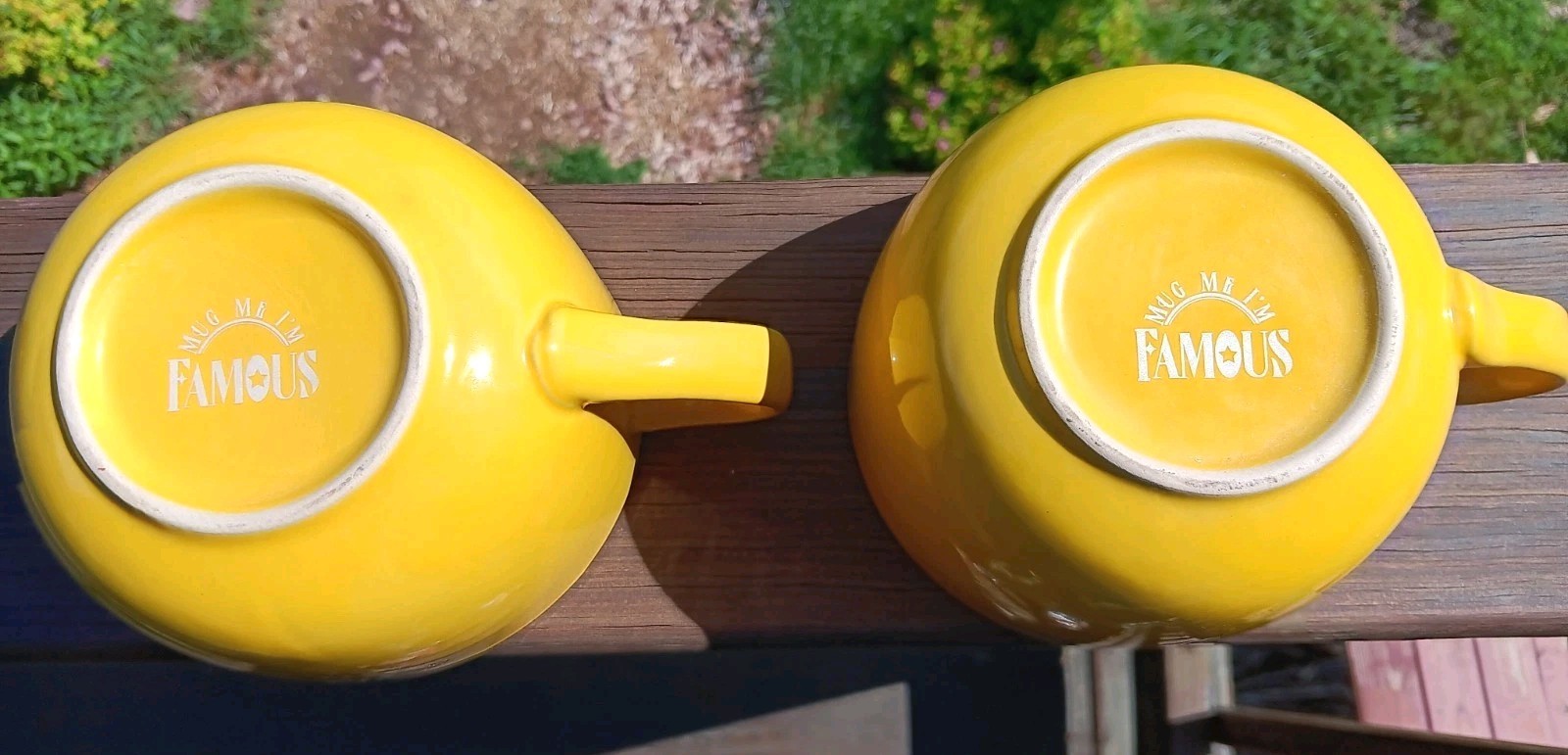 Set Of 2 Mug Me I’m Famous ,Yellow 28 Oz Soup Bowls. Be Happy & Just Be Cool