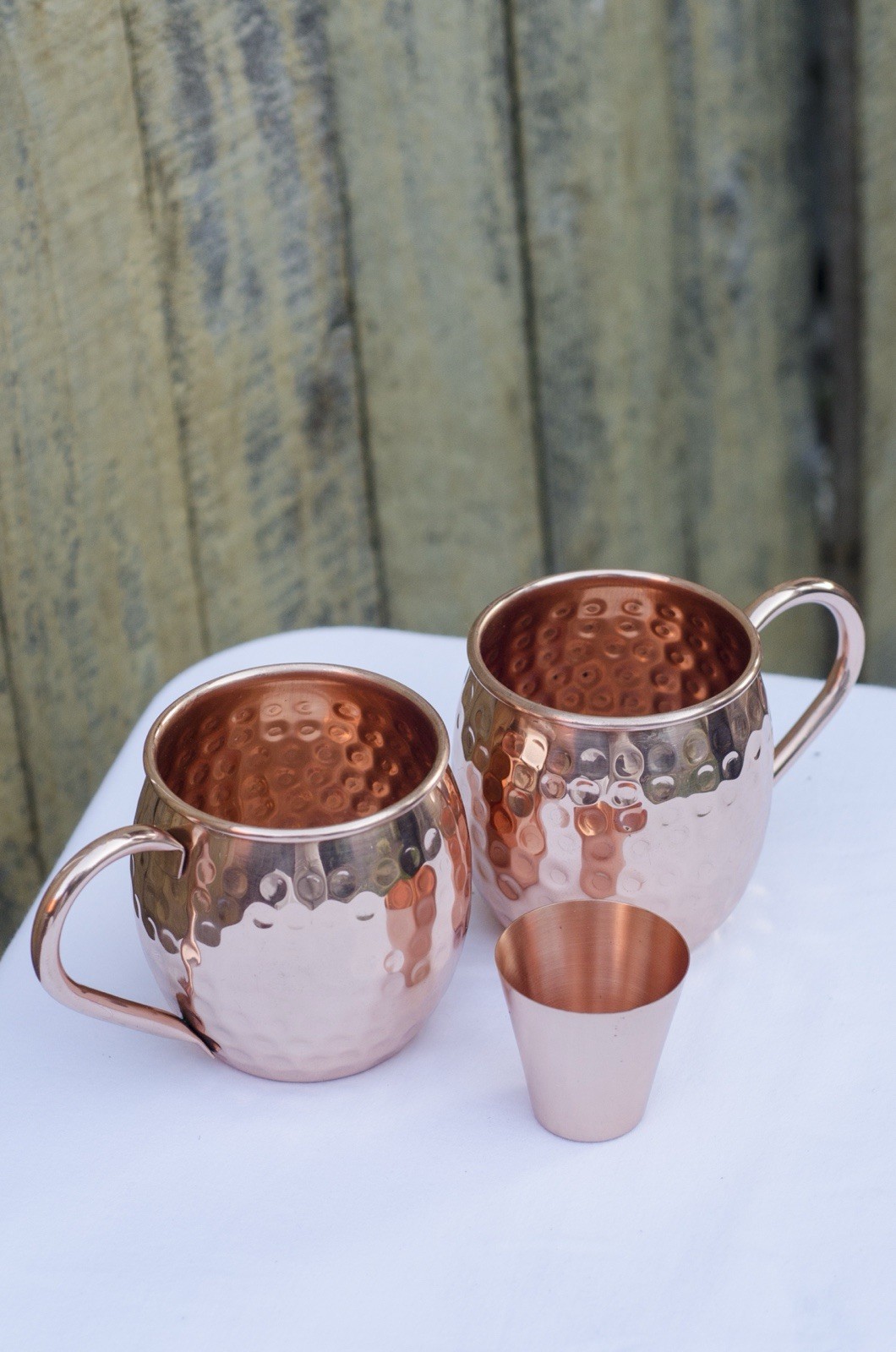 Set of 4 100% copper heavy duty Moscow Mule 16 oz barrel mugs +free shot glass