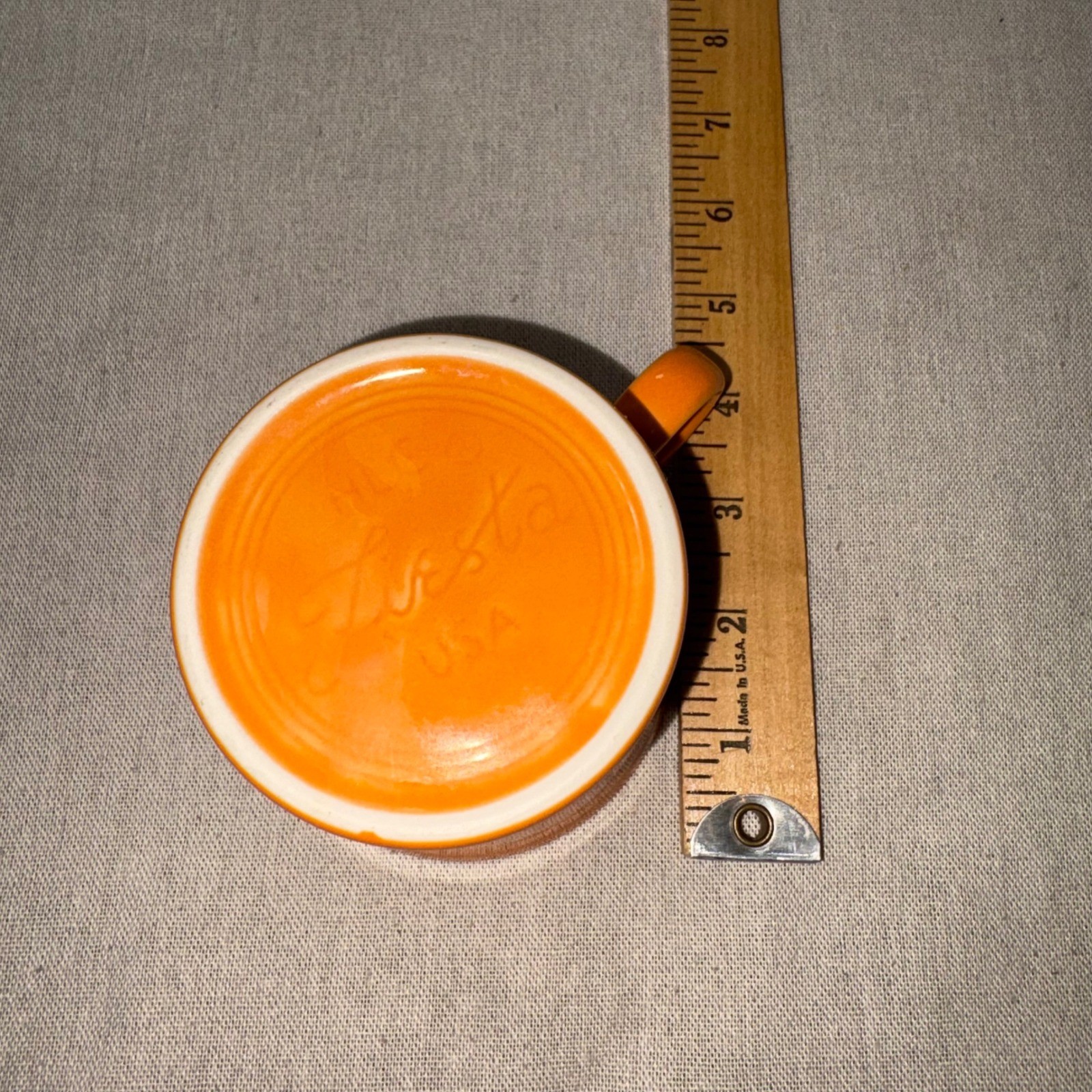 Fiesta HLC USA Poppy Orange Ceramic Coffee Mug Ring Handle Art Deco 3.5in Bright