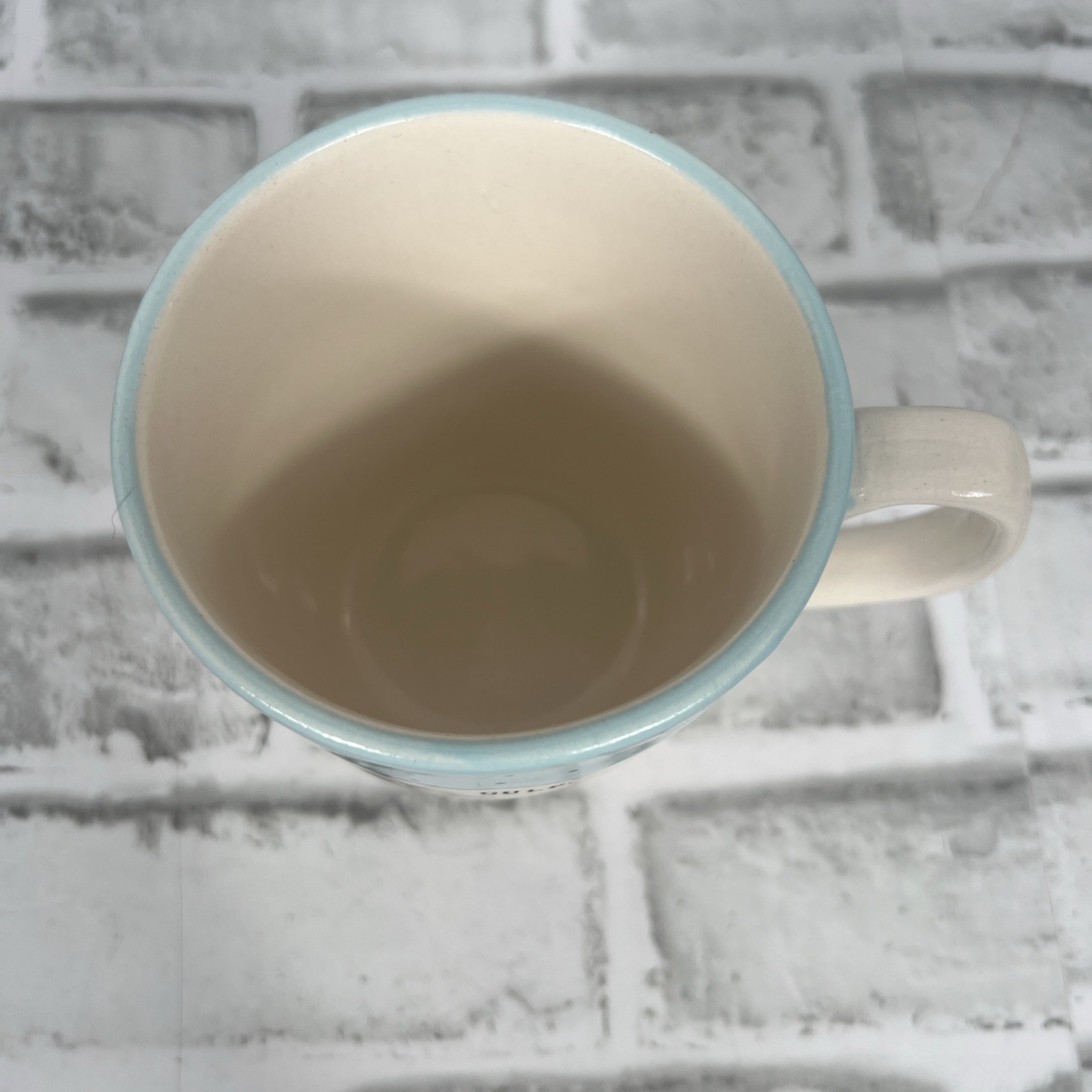 Rae Dunn Large 16 Ounce Coffee Mug Blue/White Dots “Gulp”