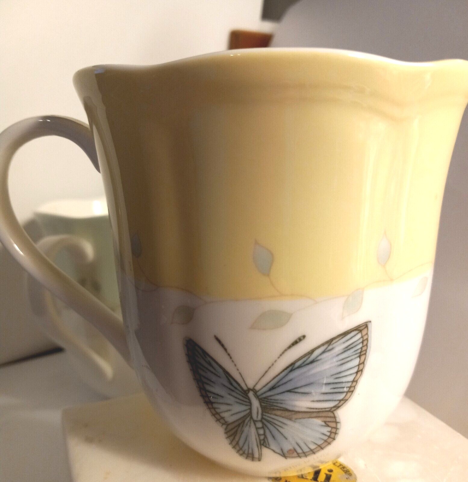 Pair of Lenox Scalloped Butterfly Meadow Porcelain Coffee Cups Mugs