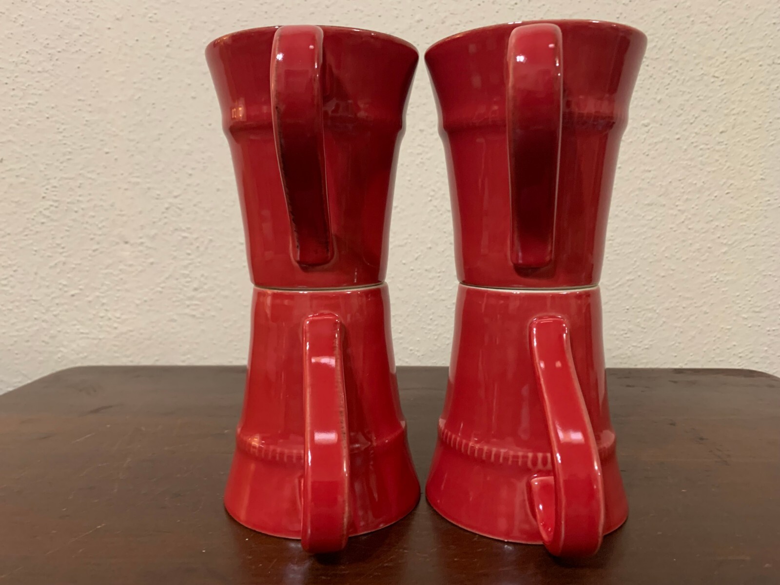 Pottery Barn Cambria Red Coffee Mug 4.25″ Set of 4 Handcrafted In Portugal