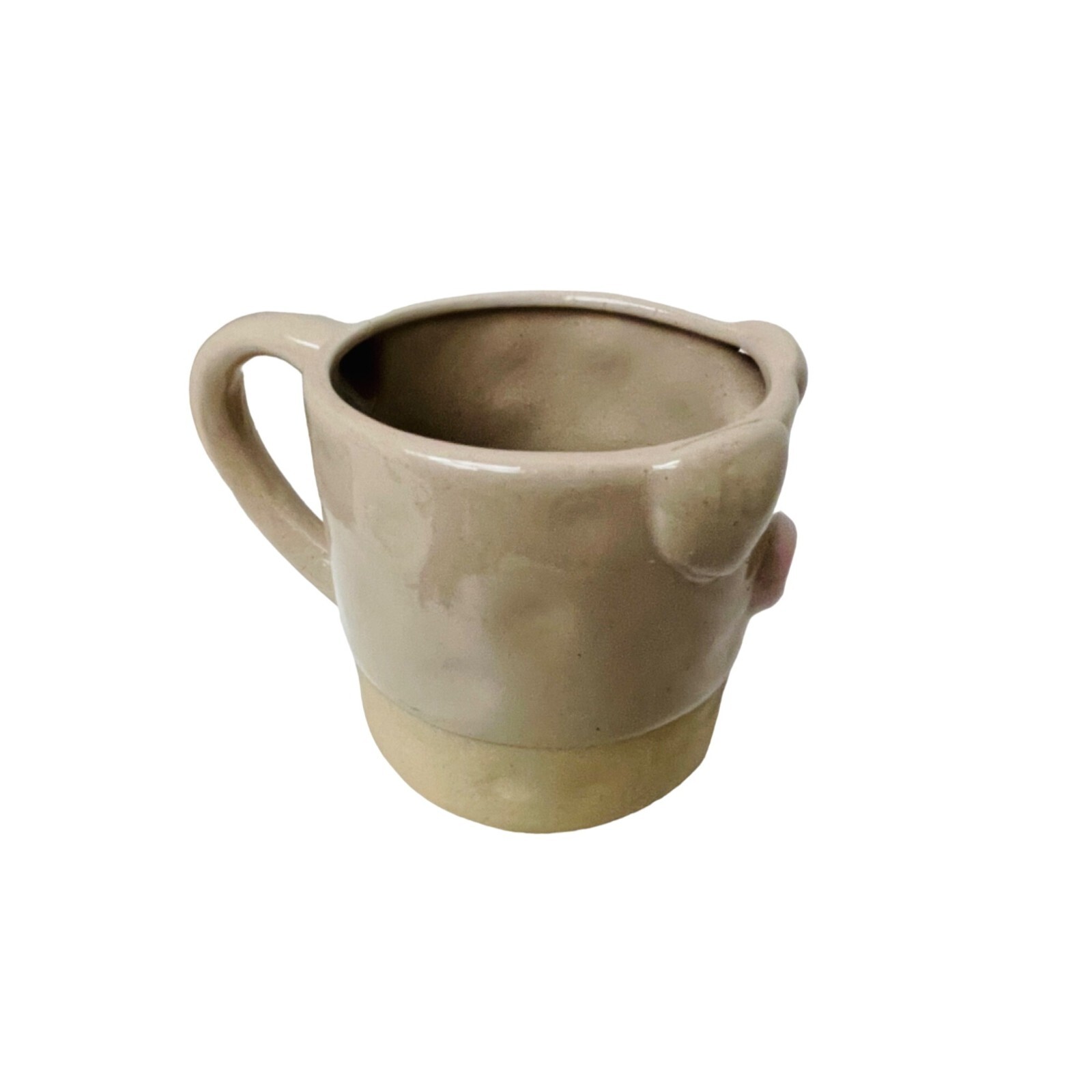 Unbranded Pig Face Ceramic Mug Tan Pink Farmhouse Whimsical Coffee Cup Excellent