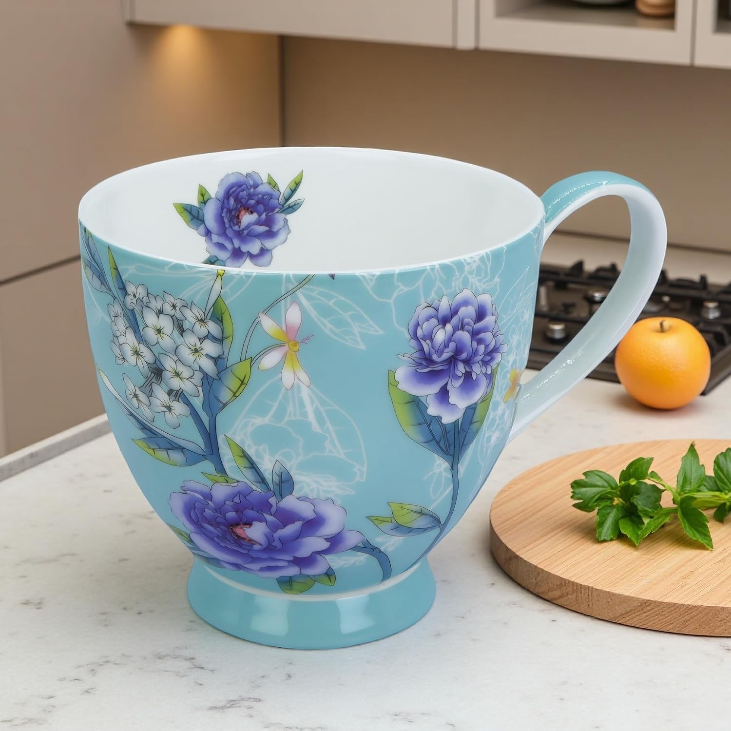 16oz Floral Bone China Mug for Tea & Coffee Lovers Elegant Mugs Daily Use |