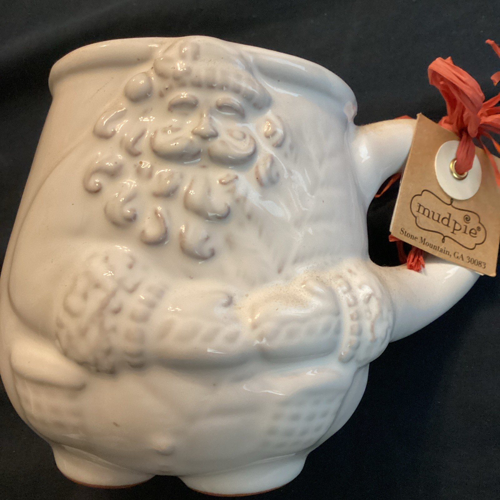 Mud Pie White Ceramic Santa Figural Christmas Novelty Coffee Mug 8 fl oz