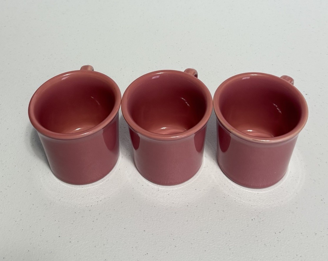 Fiesta Ware Peony Pink Mug Set Of 3 Tom&Jerry Ring Handle Coffee Cup 12oz USA
