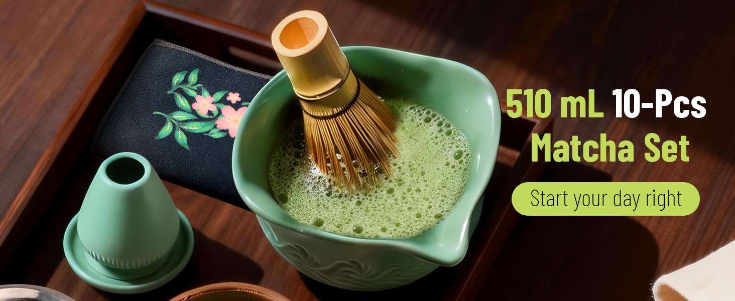 510mL Matcha Whisk Set: 8 Pcs plete Ceric Matcha Kit with Handcrafted