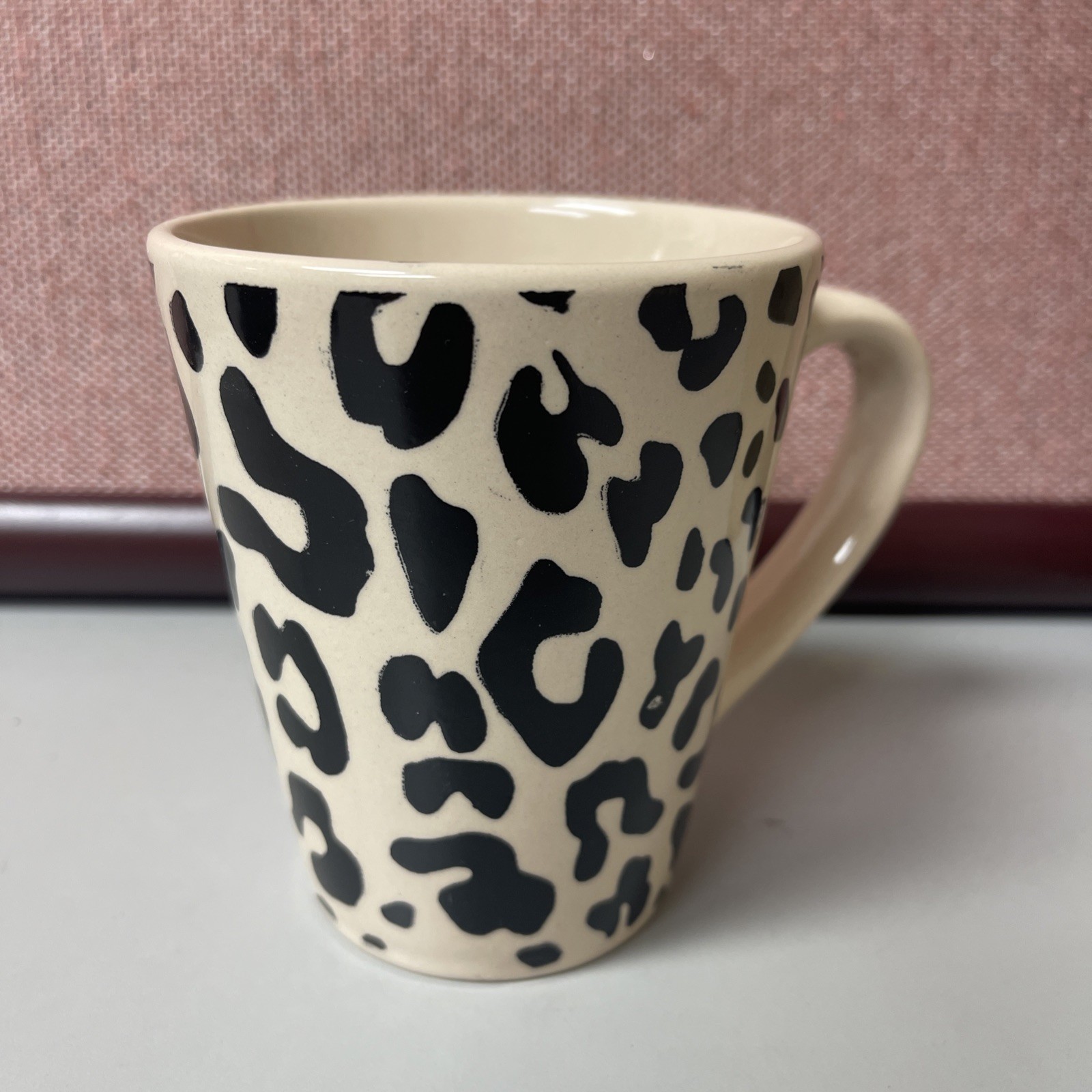 Leopard Print Coffee Mug 11.3oz Cream And Black