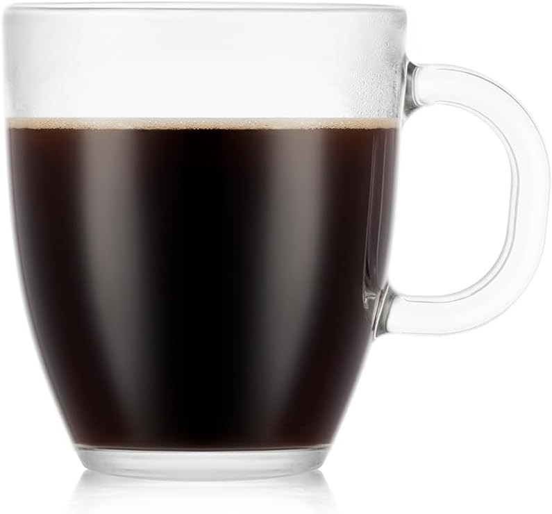 12oz Bistro Coffee Mug Single-Wall Tempered Glass, 2 Pack, Clear | Single-Wall