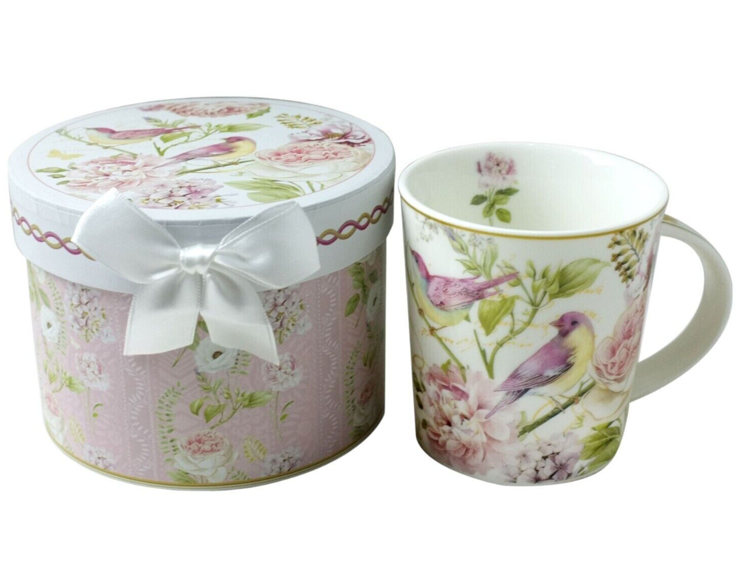 Birds in Rose Garden Bone China Mug Coffee Tea Mug 10 fl oz Mug
