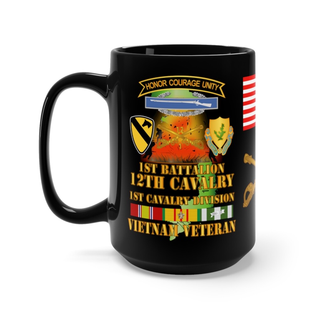 Black Coffee Mug 15oz – 1st Battalion, 12th Cavalry Regiment, Honor Courage Unit