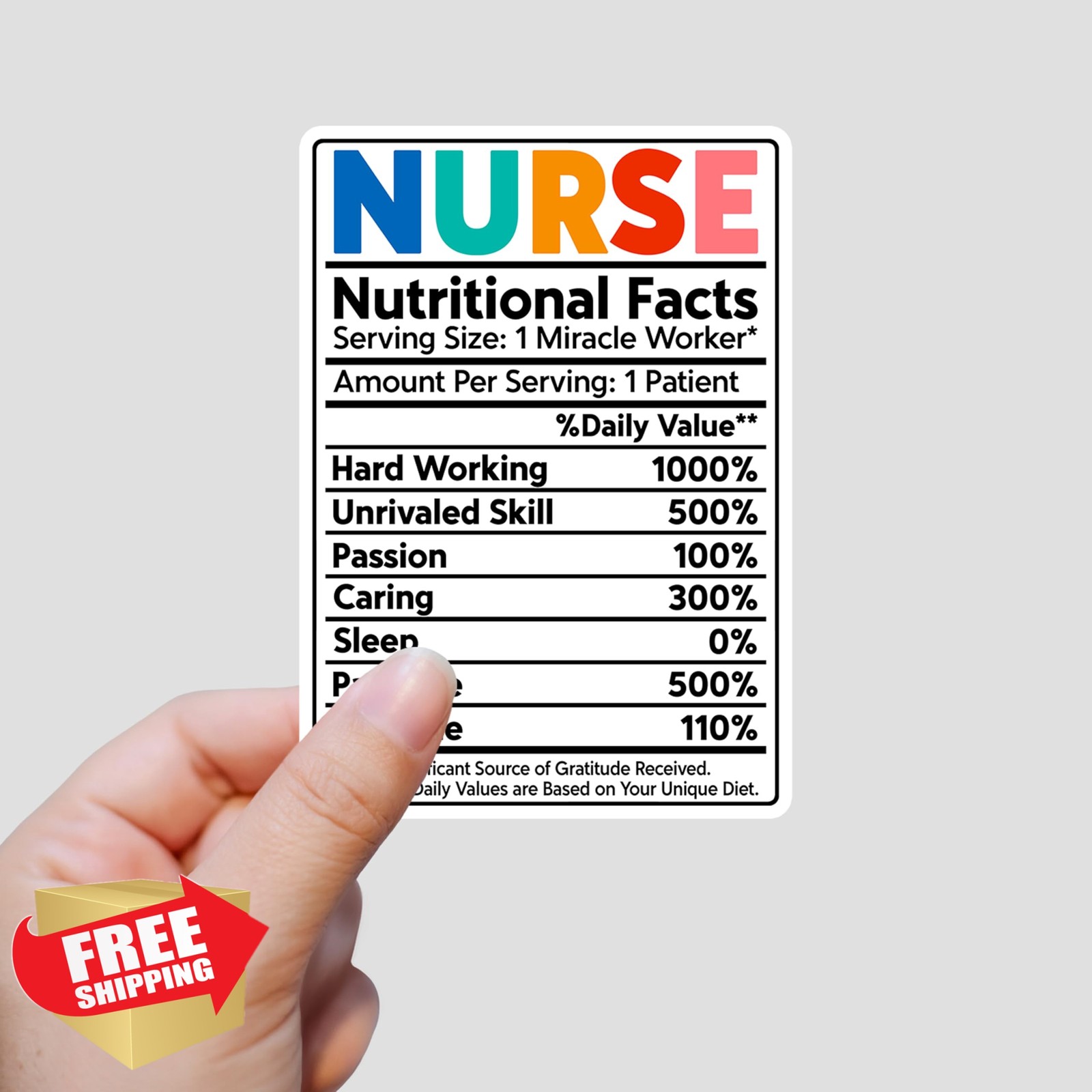 LOREARA Nurse Nutritional Facts Stickers 3Pcs