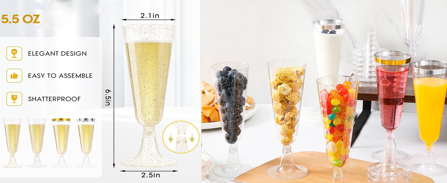 Plastic Champagne Flutes Champagne Glasses Disposable Mimosa Glasses Crystal