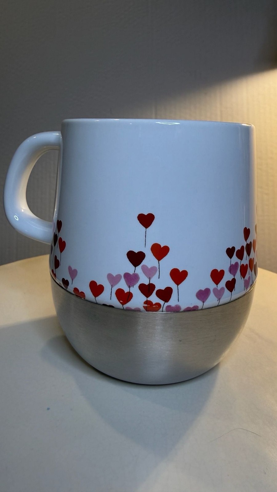 Starbucks Balloons Hearts Ceramic Coffee Mug Cup w/ Metal Bottom No Skid 2007